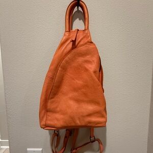 We the Free Soho Convertible Sling Bag Orange Leather Backpack